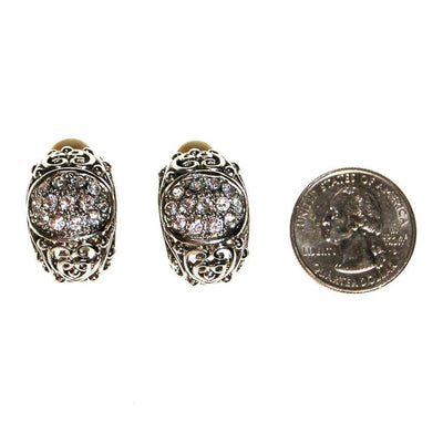 Rhinestone Filigree Hoop Earrings by Unsigned Beauty - Vintage Meet Modern Vintage Jewelry - Chicago, Illinois - #oldhollywoodglamour #vintagemeetmodern #designervintage #jewelrybox #antiquejewelry #vintagejewelry