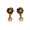 Vendome Gold Rose with Pearl Drop Earrings by Vendome - Vintage Meet Modern Vintage Jewelry - Chicago, Illinois - #oldhollywoodglamour #vintagemeetmodern #designervintage #jewelrybox #antiquejewelry #vintagejewelry