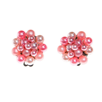 Pink Pearl Earrings, Cluster Style, Clip On Earrings, Pastel Pink Mid Century Modern, Old Hollywood Glam, Signed Japan by 1950s - Vintage Meet Modern Vintage Jewelry - Chicago, Illinois - #oldhollywoodglamour #vintagemeetmodern #designervintage #jewelrybox #antiquejewelry #vintagejewelry