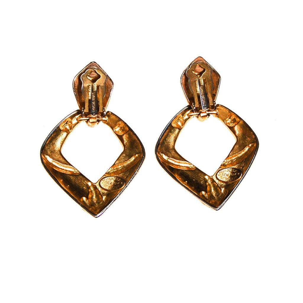 Bijoux Designs Door Knocker Earring in Gold Tone with Black Enamel and  Rhinestones by Bijoux Designs New York - Vintage Meet Modern Vintage Jewelry - Chicago, Illinois - #oldhollywoodglamour #vintagemeetmodern #designervintage #jewelrybox #antiquejewelry #vintagejewelry
