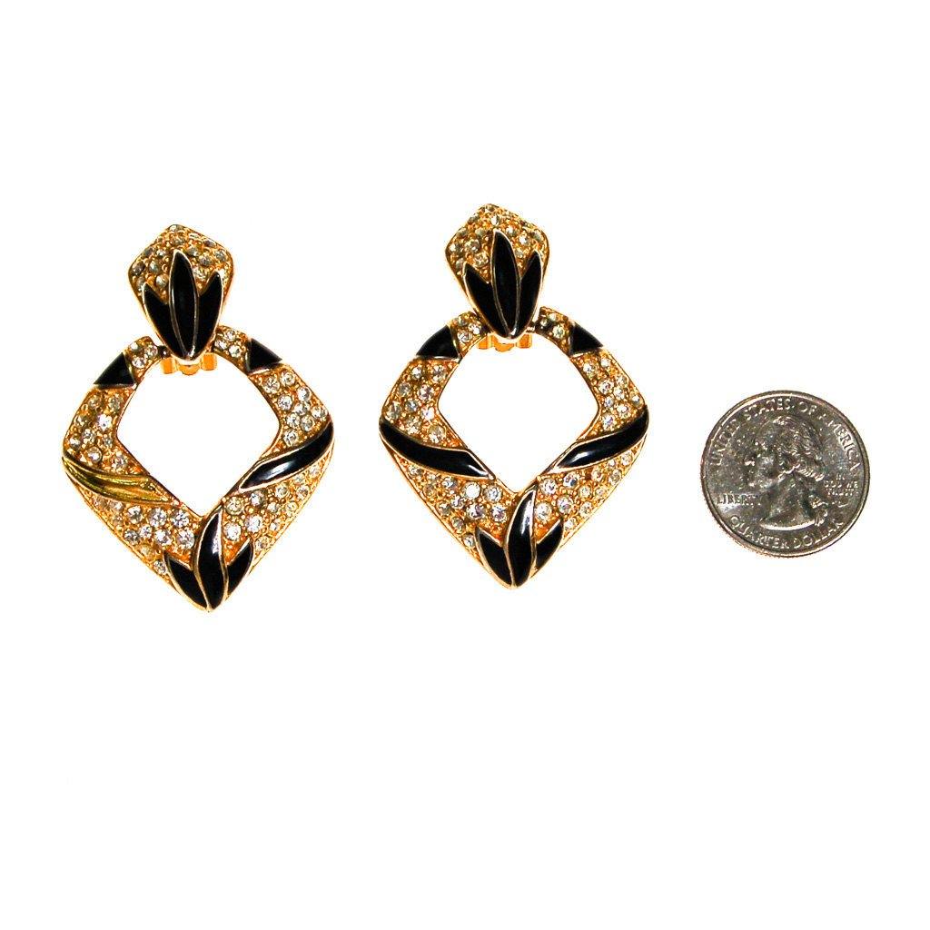 Bijoux Designs Door Knocker Earring in Gold Tone with Black Enamel and  Rhinestones by Bijoux Designs New York - Vintage Meet Modern Vintage Jewelry - Chicago, Illinois - #oldhollywoodglamour #vintagemeetmodern #designervintage #jewelrybox #antiquejewelry #vintagejewelry