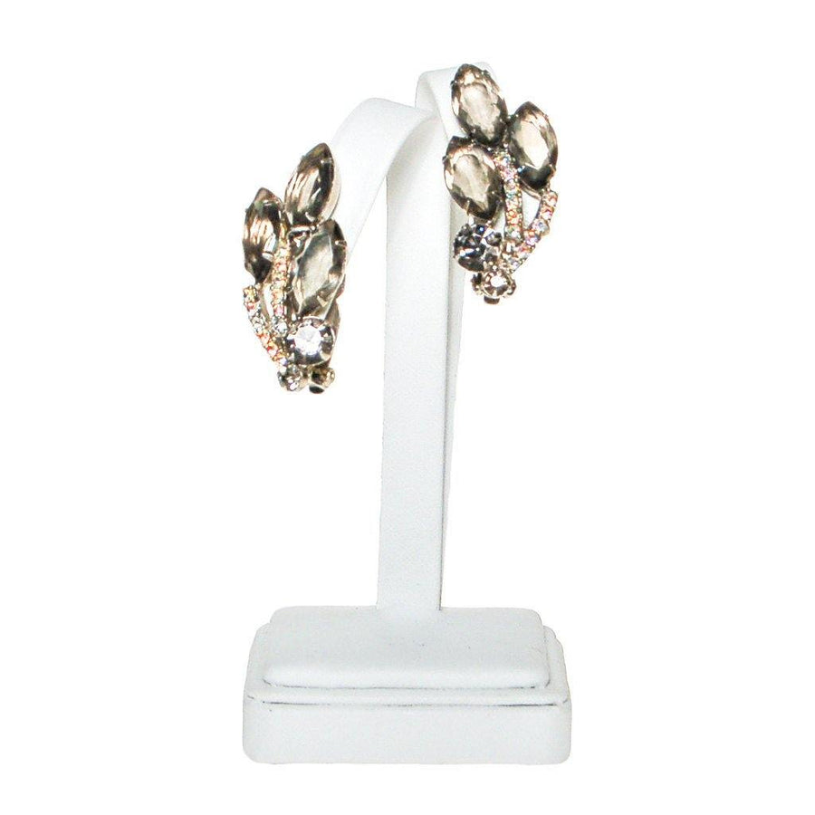 Smokey Crystal and Aurora Borealis Rhinestone Ear Crawler Earrings by Unsigned Beauties - Vintage Meet Modern Vintage Jewelry - Chicago, Illinois - #oldhollywoodglamour #vintagemeetmodern #designervintage #jewelrybox #antiquejewelry #vintagejewelry