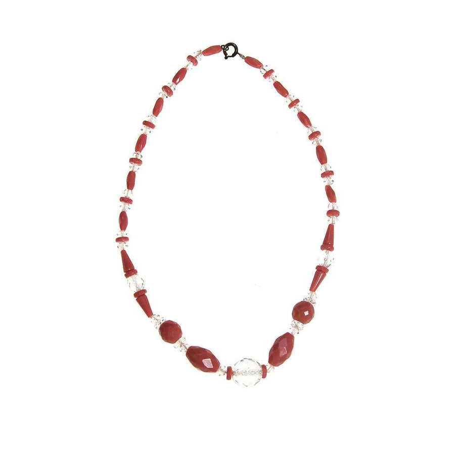 Art Deco Era Pink and Clear Faceted Crystal Choker Necklace by Art Deco - Vintage Meet Modern Vintage Jewelry - Chicago, Illinois - #oldhollywoodglamour #vintagemeetmodern #designervintage #jewelrybox #antiquejewelry #vintagejewelry