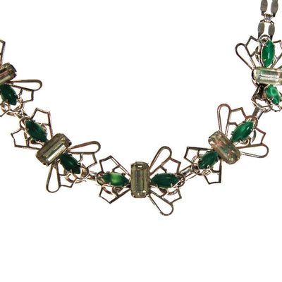 Green and Diamante Rhinestone Butterfly Choker Necklace by Unsigned Beauty - Vintage Meet Modern Vintage Jewelry - Chicago, Illinois - #oldhollywoodglamour #vintagemeetmodern #designervintage #jewelrybox #antiquejewelry #vintagejewelry