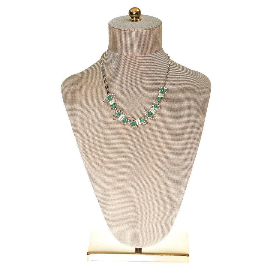 Green and Diamante Rhinestone Butterfly Choker Necklace by Unsigned Beauty - Vintage Meet Modern Vintage Jewelry - Chicago, Illinois - #oldhollywoodglamour #vintagemeetmodern #designervintage #jewelrybox #antiquejewelry #vintagejewelry