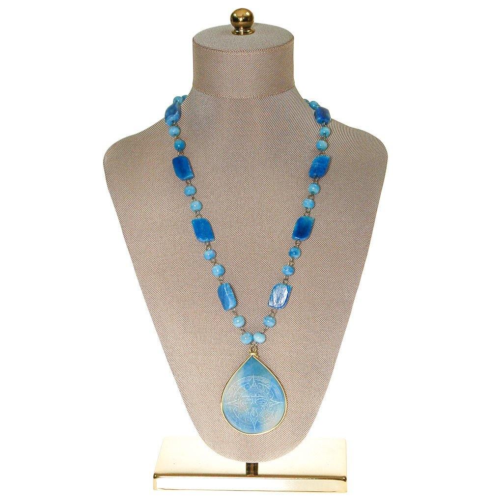 Bohemian Chic Turquoise Agate Sun Goddess Necklace by Unsigned Beauty - Vintage Meet Modern Vintage Jewelry - Chicago, Illinois - #oldhollywoodglamour #vintagemeetmodern #designervintage #jewelrybox #antiquejewelry #vintagejewelry