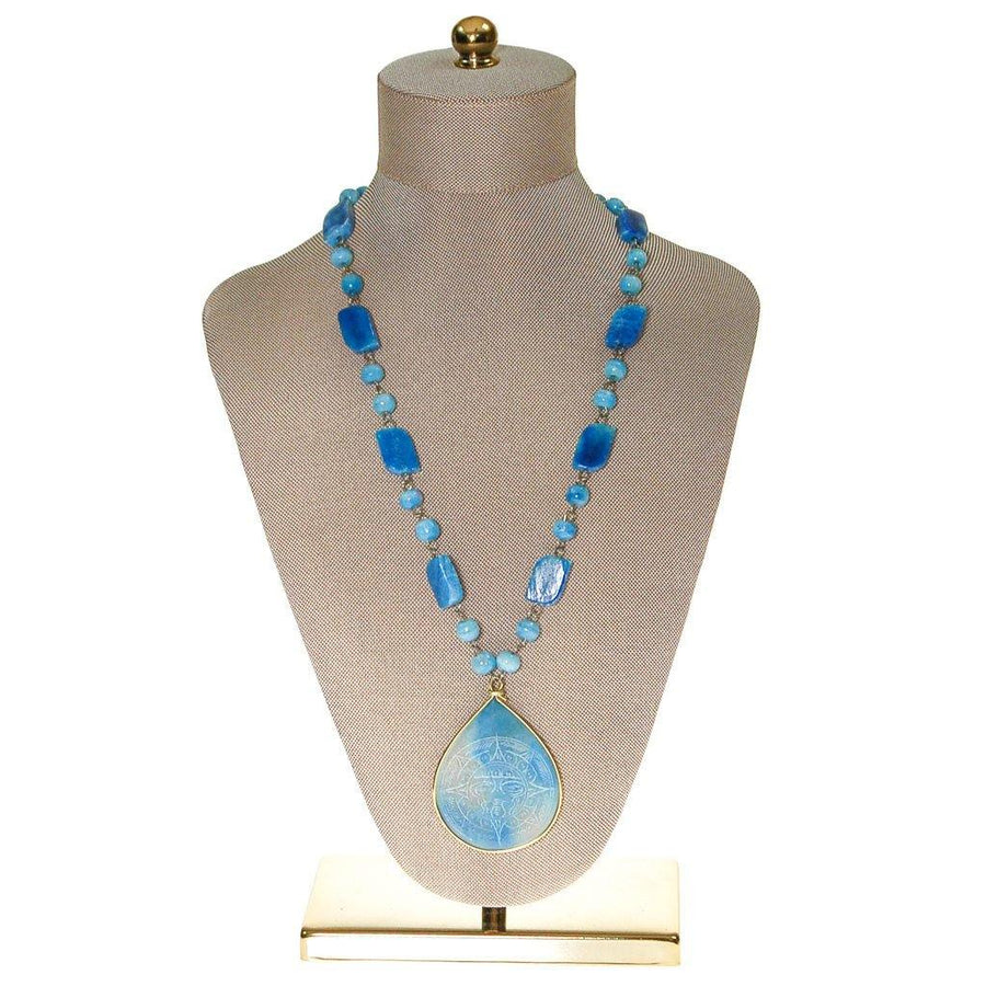 Bohemian Chic Turquoise Agate Sun Goddess Necklace by Unsigned Beauty - Vintage Meet Modern Vintage Jewelry - Chicago, Illinois - #oldhollywoodglamour #vintagemeetmodern #designervintage #jewelrybox #antiquejewelry #vintagejewelry