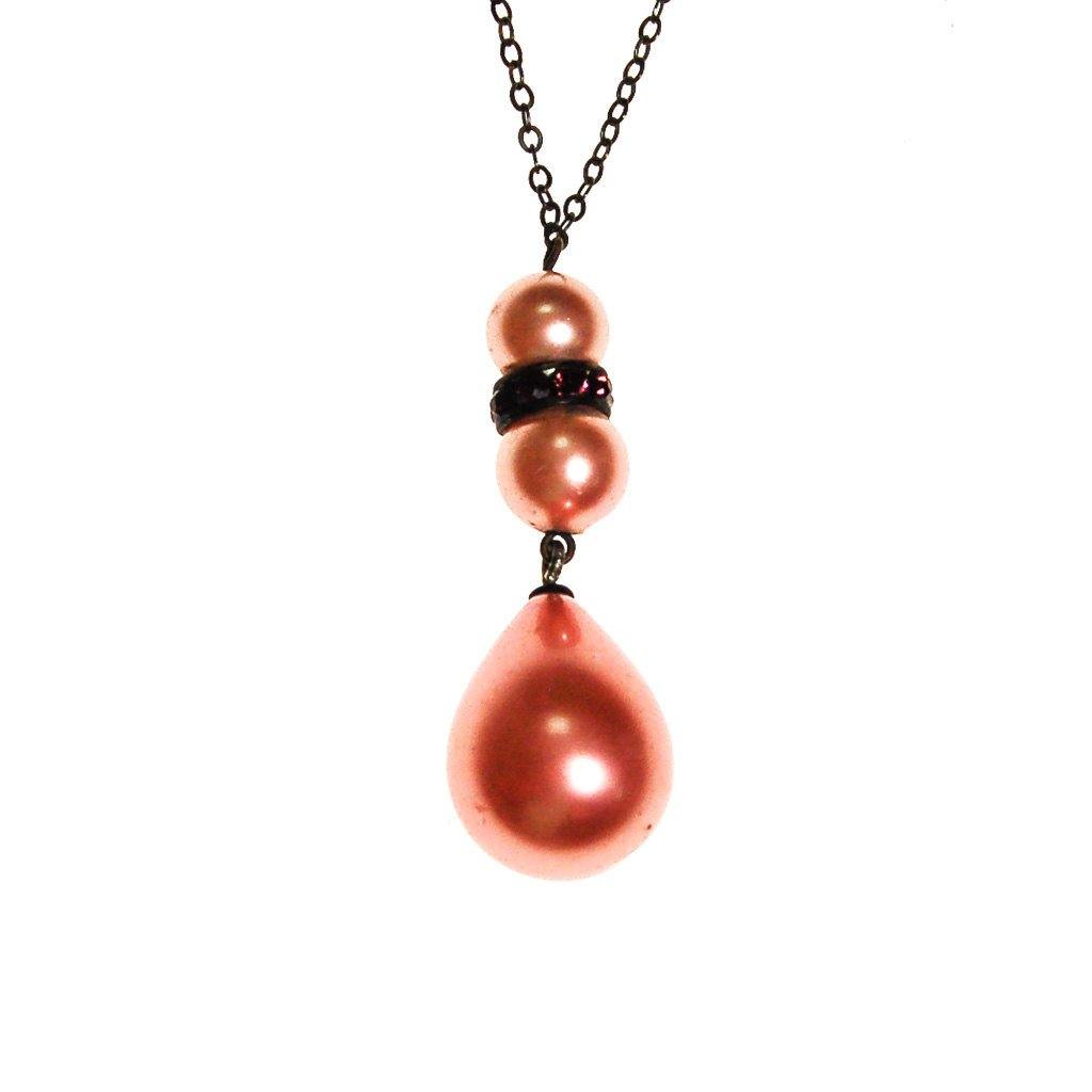 Art Deco Pink Pearl Tear Drop Lavalier Necklace by Art Deco - Vintage Meet Modern Vintage Jewelry - Chicago, Illinois - #oldhollywoodglamour #vintagemeetmodern #designervintage #jewelrybox #antiquejewelry #vintagejewelry