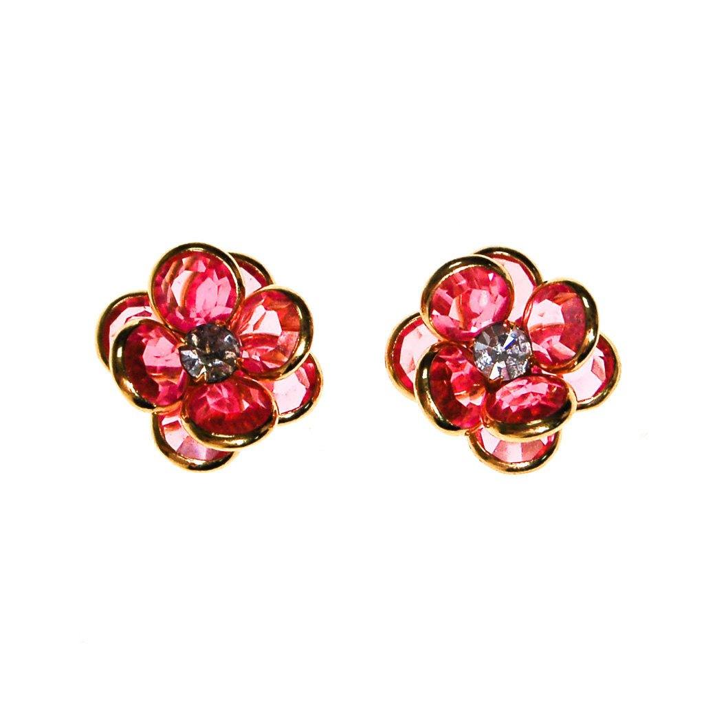 Pink Bezel Set Crystal Flower Earring by Swarovski by Swarovski - Vintage Meet Modern Vintage Jewelry - Chicago, Illinois - #oldhollywoodglamour #vintagemeetmodern #designervintage #jewelrybox #antiquejewelry #vintagejewelry