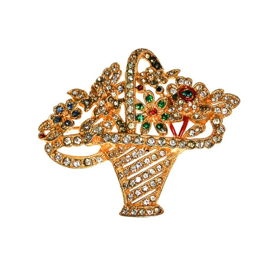 Basket of Flowers Rhinestone Brooch by Unsigned Beauty - Vintage Meet Modern Vintage Jewelry - Chicago, Illinois - #oldhollywoodglamour #vintagemeetmodern #designervintage #jewelrybox #antiquejewelry #vintagejewelry