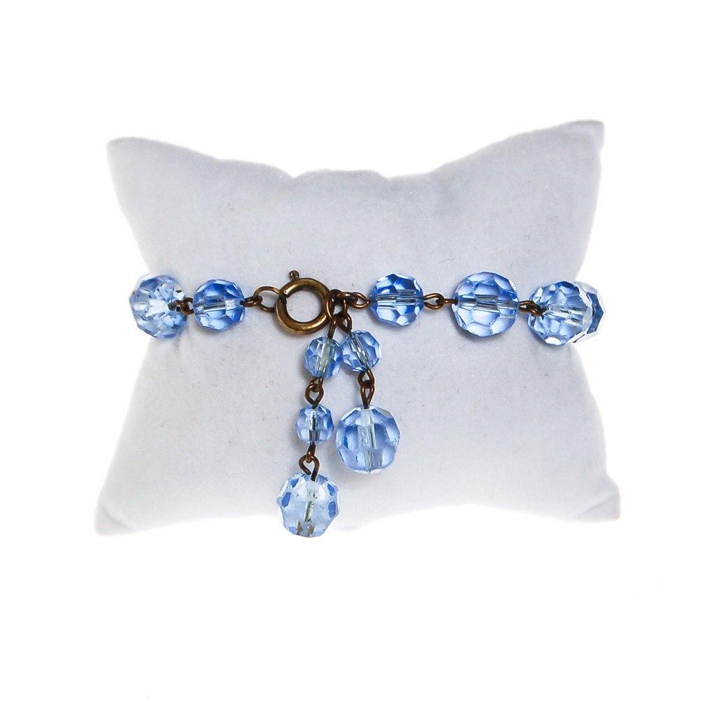 Art Deco Era Faceted Blue Crystal Beaded Bracelet