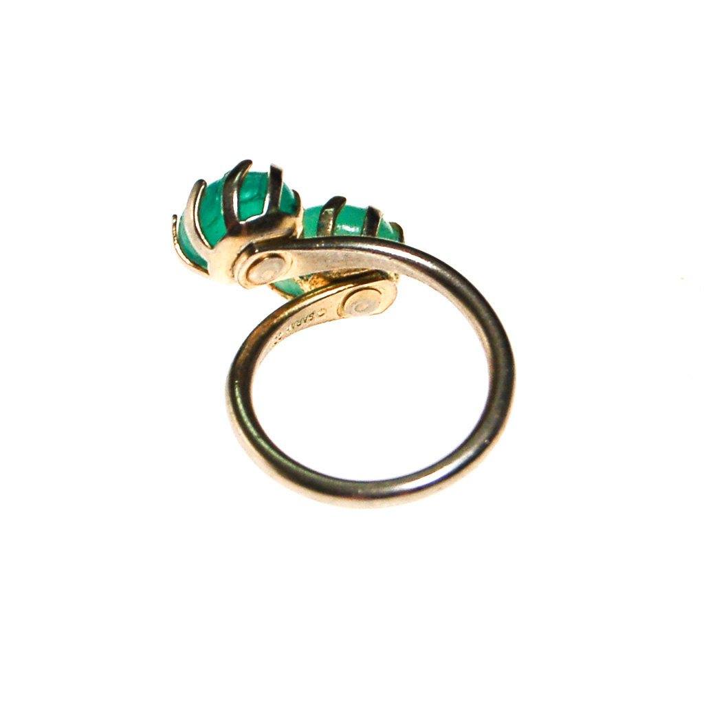 Sarah Coventry Aqua Art Glass Ring by Sarah Coventry - Vintage Meet Modern Vintage Jewelry - Chicago, Illinois - #oldhollywoodglamour #vintagemeetmodern #designervintage #jewelrybox #antiquejewelry #vintagejewelry