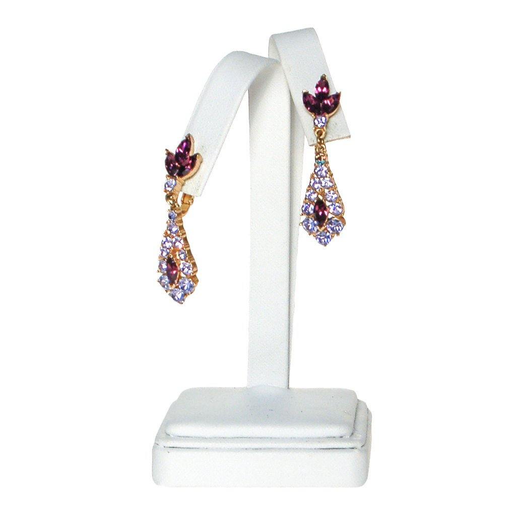 Crown Trifari Purple and Lavender Rhinestone Earrings by Crown Trifari - Vintage Meet Modern Vintage Jewelry - Chicago, Illinois - #oldhollywoodglamour #vintagemeetmodern #designervintage #jewelrybox #antiquejewelry #vintagejewelry