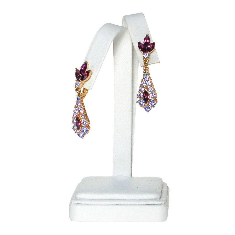Crown Trifari Purple and Lavender Rhinestone Earrings by Crown Trifari - Vintage Meet Modern Vintage Jewelry - Chicago, Illinois - #oldhollywoodglamour #vintagemeetmodern #designervintage #jewelrybox #antiquejewelry #vintagejewelry