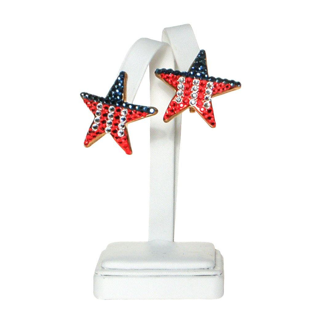 Red, White and Blue Rhinestone Star Earrings by Unsigned Beauties - Vintage Meet Modern Vintage Jewelry - Chicago, Illinois - #oldhollywoodglamour #vintagemeetmodern #designervintage #jewelrybox #antiquejewelry #vintagejewelry