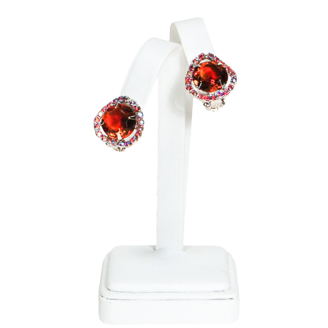 Cognac Topaz and Aurora Borealis Rhinestones Earrings by Unsigned Beauty - Vintage Meet Modern Vintage Jewelry - Chicago, Illinois - #oldhollywoodglamour #vintagemeetmodern #designervintage #jewelrybox #antiquejewelry #vintagejewelry