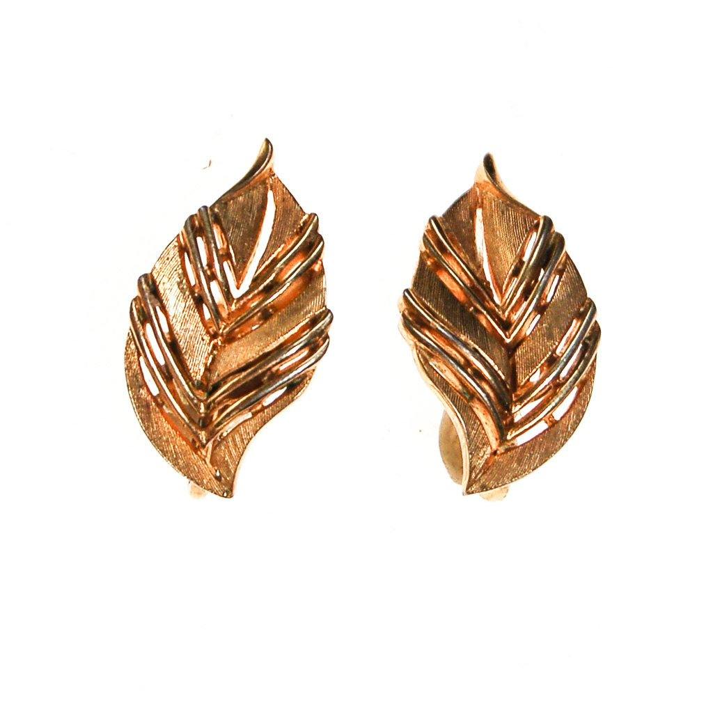 Crown Trifari Gold Leaf Earrings by Crown Trifari - Vintage Meet Modern Vintage Jewelry - Chicago, Illinois - #oldhollywoodglamour #vintagemeetmodern #designervintage #jewelrybox #antiquejewelry #vintagejewelry