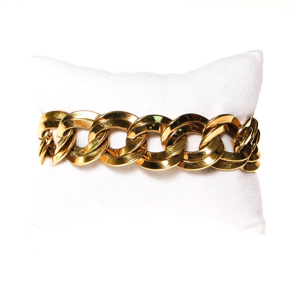 Gold Double Link Chain Bracelet by Monet by Monet - Vintage Meet Modern Vintage Jewelry - Chicago, Illinois - #oldhollywoodglamour #vintagemeetmodern #designervintage #jewelrybox #antiquejewelry #vintagejewelry