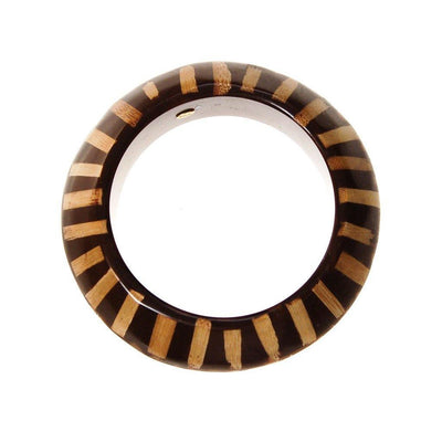 KJL Brown Lucite with Wood Bangle Bracelet by Kenneth Lane - Vintage Meet Modern Vintage Jewelry - Chicago, Illinois - #oldhollywoodglamour #vintagemeetmodern #designervintage #jewelrybox #antiquejewelry #vintagejewelry