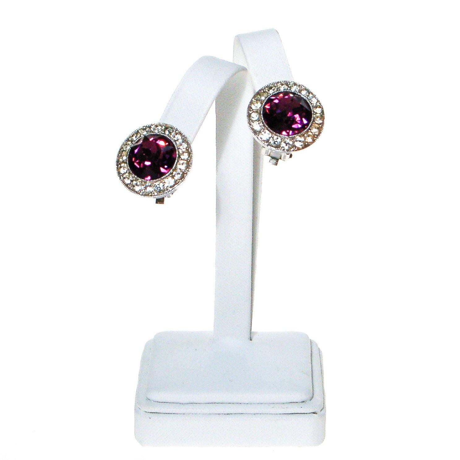 Vintage Sarah Coventry Purple Rhinestone Earrings by Sarah Coventry - Vintage Meet Modern Vintage Jewelry - Chicago, Illinois - #oldhollywoodglamour #vintagemeetmodern #designervintage #jewelrybox #antiquejewelry #vintagejewelry