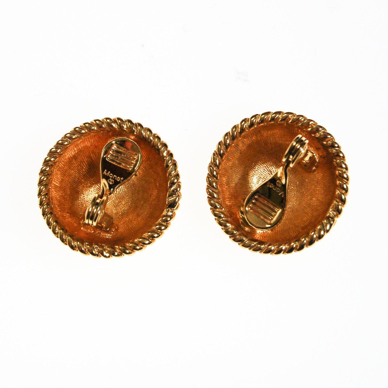 Monet Earrings, Gold, Round, Cable, Rope Designer, Timeless, Classic, Designer Earrings, 1980s by Monet - Vintage Meet Modern Vintage Jewelry - Chicago, Illinois - #oldhollywoodglamour #vintagemeetmodern #designervintage #jewelrybox #antiquejewelry #vintagejewelry