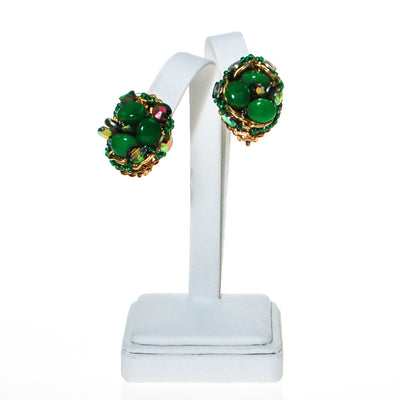 Green Rhinestone Earrings, Statement Earrings, by Unsigned Beauty - Vintage Meet Modern Vintage Jewelry - Chicago, Illinois - #oldhollywoodglamour #vintagemeetmodern #designervintage #jewelrybox #antiquejewelry #vintagejewelry