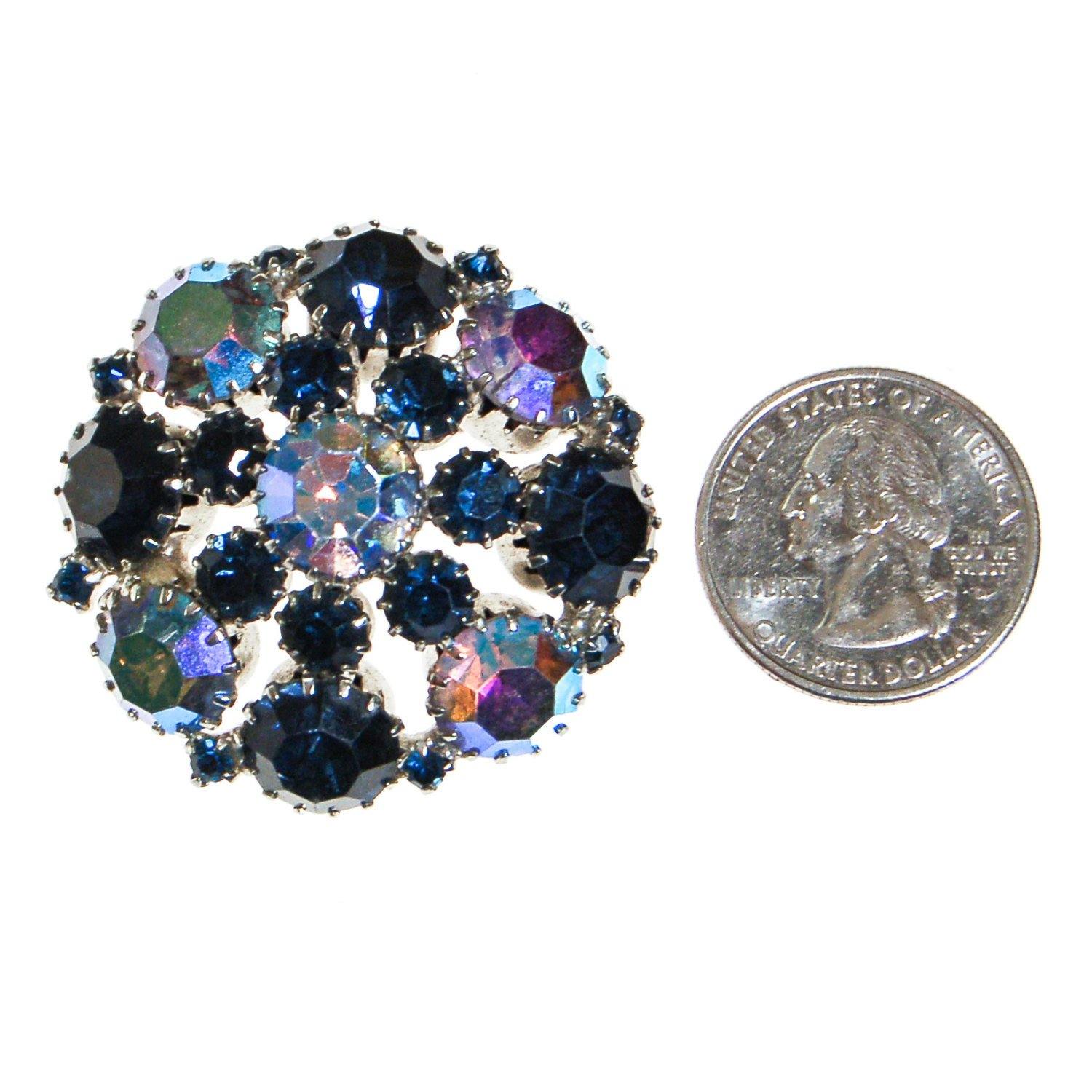 Weiss Sapphire Blue Rhinestone Brooch by Weiss - Vintage Meet Modern Vintage Jewelry - Chicago, Illinois - #oldhollywoodglamour #vintagemeetmodern #designervintage #jewelrybox #antiquejewelry #vintagejewelry