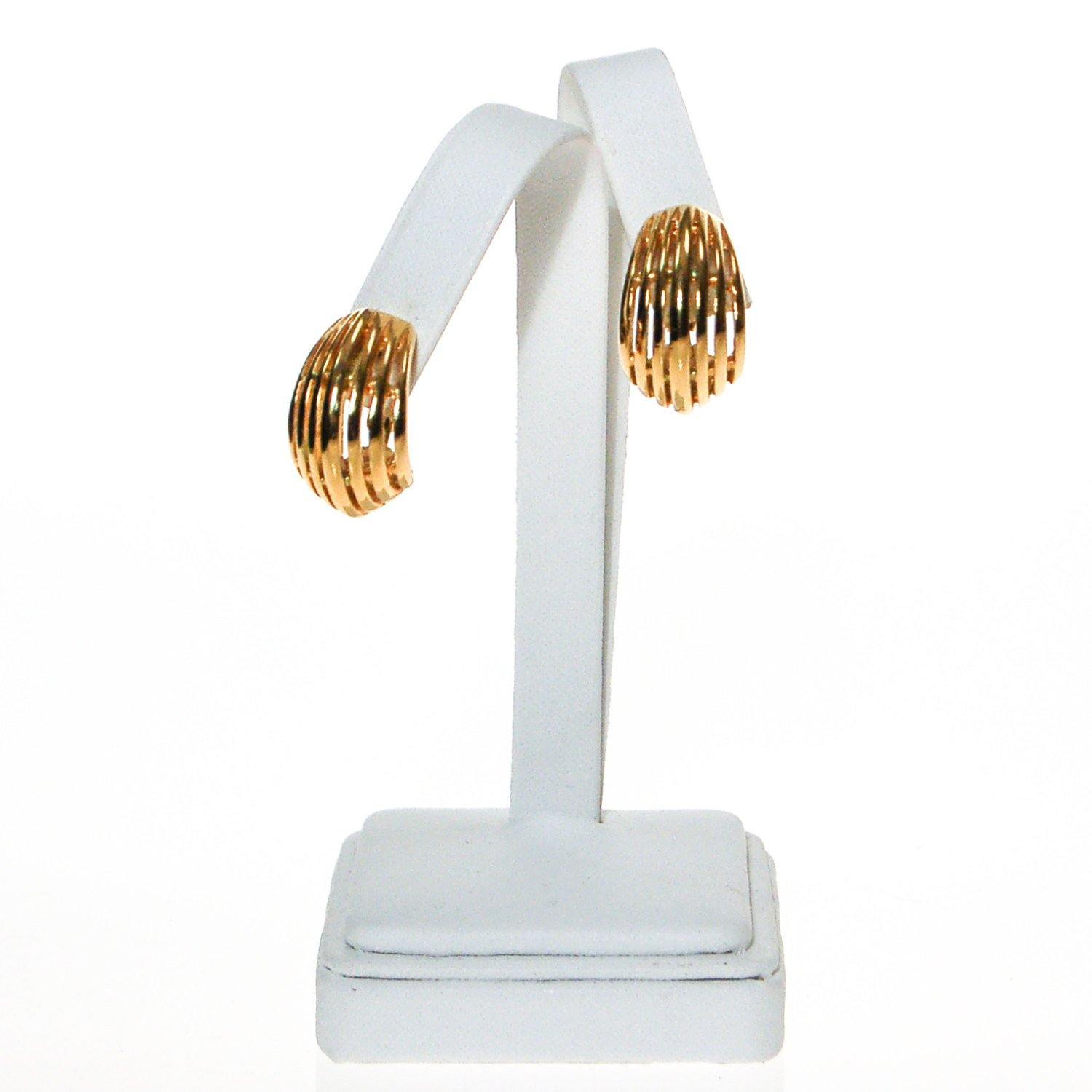 Gold Ribbed Hoop Earrings by Napier by Napier - Vintage Meet Modern Vintage Jewelry - Chicago, Illinois - #oldhollywoodglamour #vintagemeetmodern #designervintage #jewelrybox #antiquejewelry #vintagejewelry