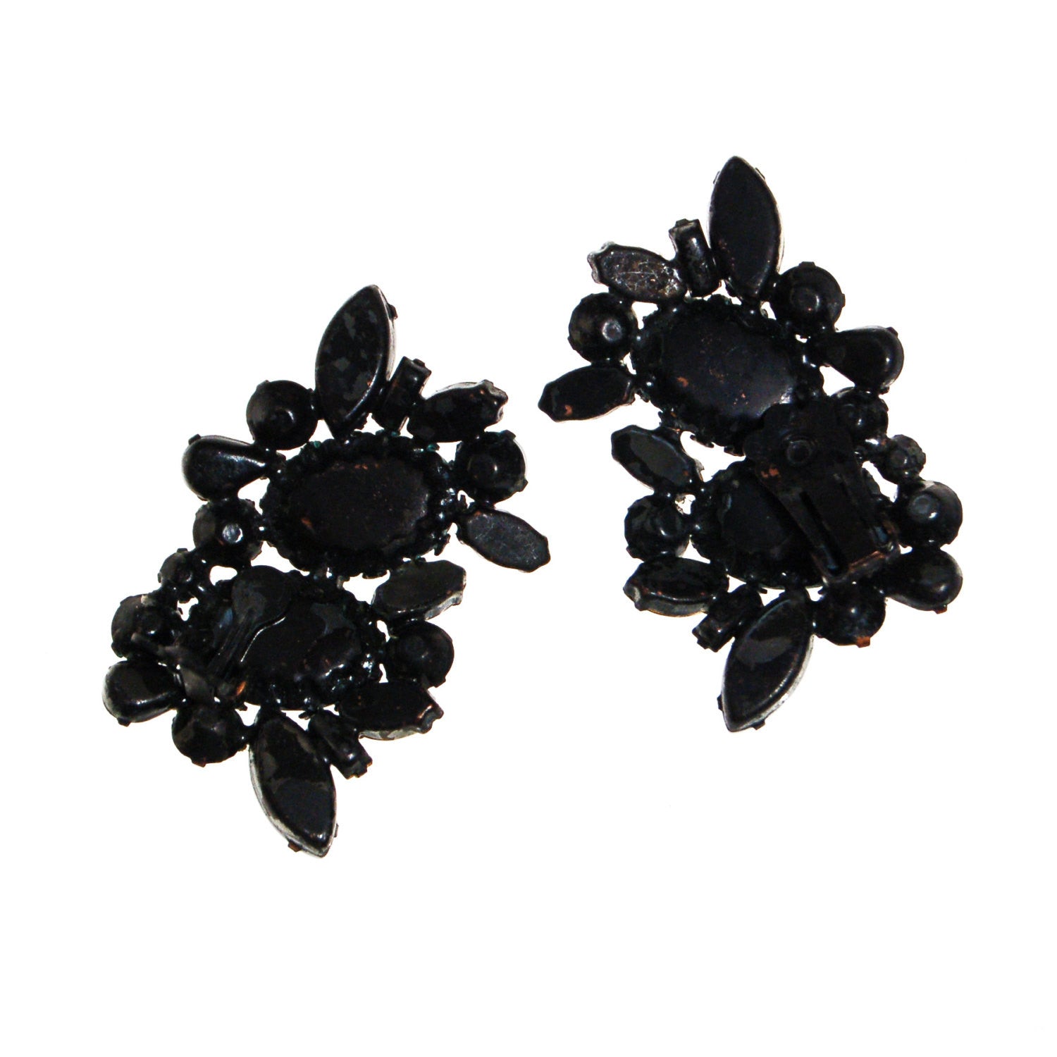 Turquoise & Milk Glass, Yellow Citrine Rhinestone Earrings, Statement Earrings by Unsigned Beauty - Vintage Meet Modern Vintage Jewelry - Chicago, Illinois - #oldhollywoodglamour #vintagemeetmodern #designervintage #jewelrybox #antiquejewelry #vintagejewelry