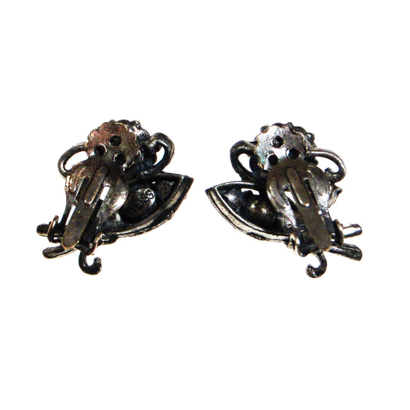 Weiss Blue Rhinestone Flower Earrings by Weiss - Vintage Meet Modern Vintage Jewelry - Chicago, Illinois - #oldhollywoodglamour #vintagemeetmodern #designervintage #jewelrybox #antiquejewelry #vintagejewelry