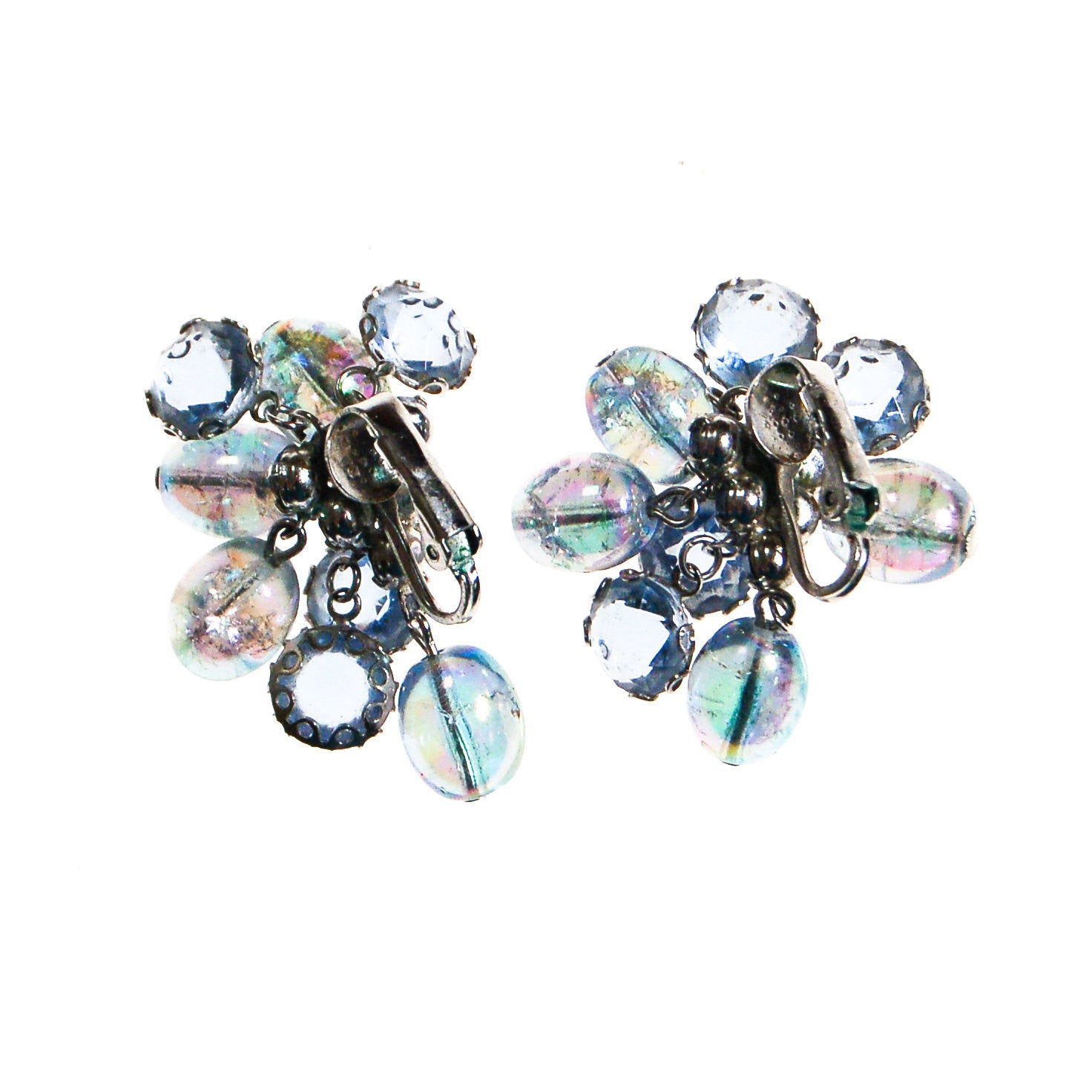 Blue Cha Cha  Bead Dangling Rhinestone Earrings by Unsigned Beauty - Vintage Meet Modern Vintage Jewelry - Chicago, Illinois - #oldhollywoodglamour #vintagemeetmodern #designervintage #jewelrybox #antiquejewelry #vintagejewelry