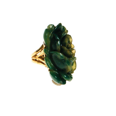 Carved Jade Rose Ring by Crown Trifari by Crown Trifari - Vintage Meet Modern Vintage Jewelry - Chicago, Illinois - #oldhollywoodglamour #vintagemeetmodern #designervintage #jewelrybox #antiquejewelry #vintagejewelry