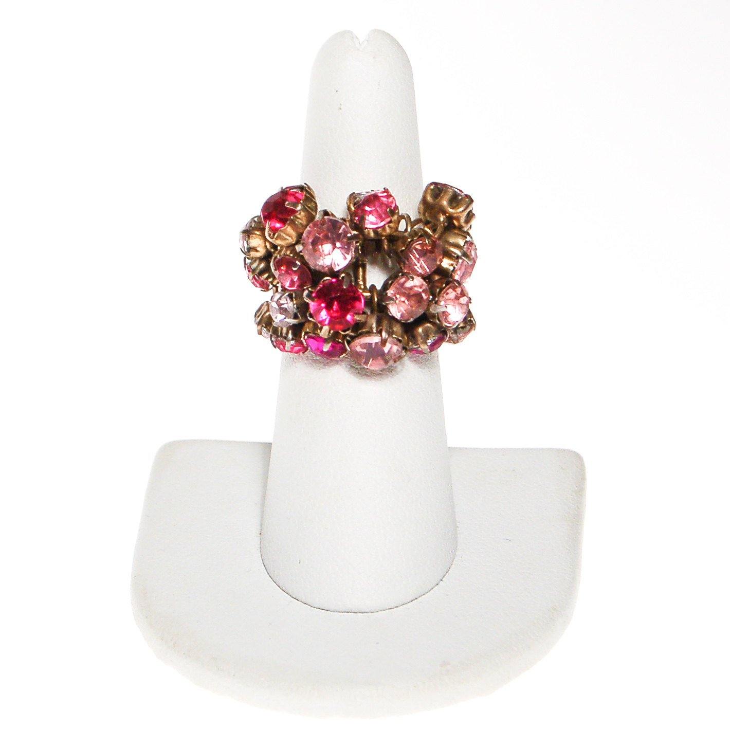 Pink Rhinestone Statement Ring by 1950s - Vintage Meet Modern Vintage Jewelry - Chicago, Illinois - #oldhollywoodglamour #vintagemeetmodern #designervintage #jewelrybox #antiquejewelry #vintagejewelry
