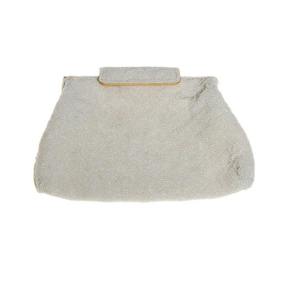 Pearl White Hand-beaded Vintage Clutch by Made in Japan - Vintage Meet Modern Vintage Jewelry - Chicago, Illinois - #oldhollywoodglamour #vintagemeetmodern #designervintage #jewelrybox #antiquejewelry #vintagejewelry