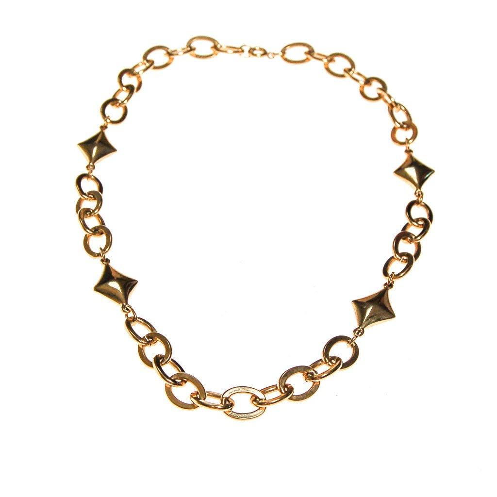 Gold Chain and Diamond Link Necklace by 1970s - Vintage Meet Modern Vintage Jewelry - Chicago, Illinois - #oldhollywoodglamour #vintagemeetmodern #designervintage #jewelrybox #antiquejewelry #vintagejewelry