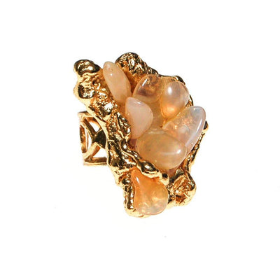 Brutalist Modern Peach Agate Statement Ring by Artisan Made - Vintage Meet Modern Vintage Jewelry - Chicago, Illinois - #oldhollywoodglamour #vintagemeetmodern #designervintage #jewelrybox #antiquejewelry #vintagejewelry