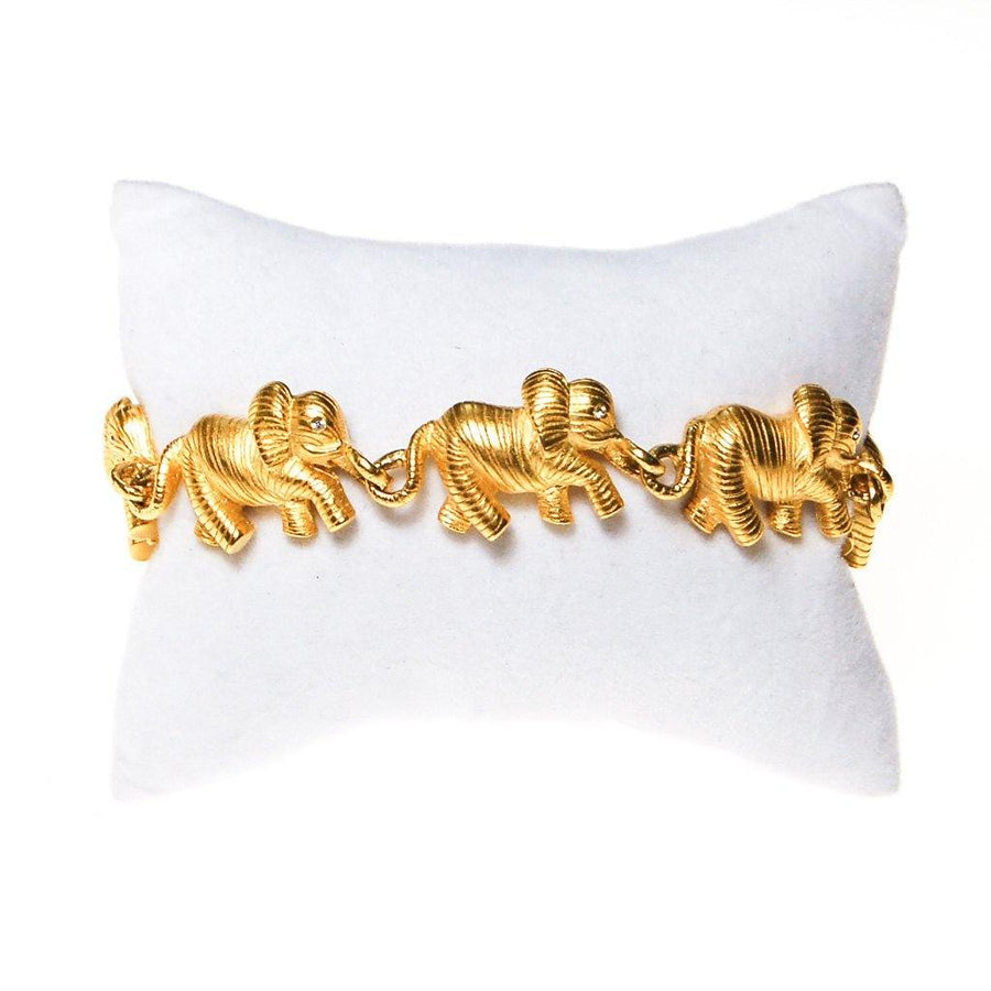 Bob Mackie Elephants On Parade Bracelet by Bob Mackie - Vintage Meet Modern Vintage Jewelry - Chicago, Illinois - #oldhollywoodglamour #vintagemeetmodern #designervintage #jewelrybox #antiquejewelry #vintagejewelry