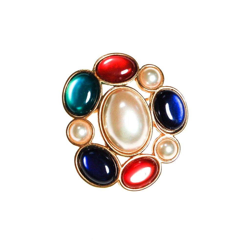Royal Color and Pearl Cabochon Brooch by Avon