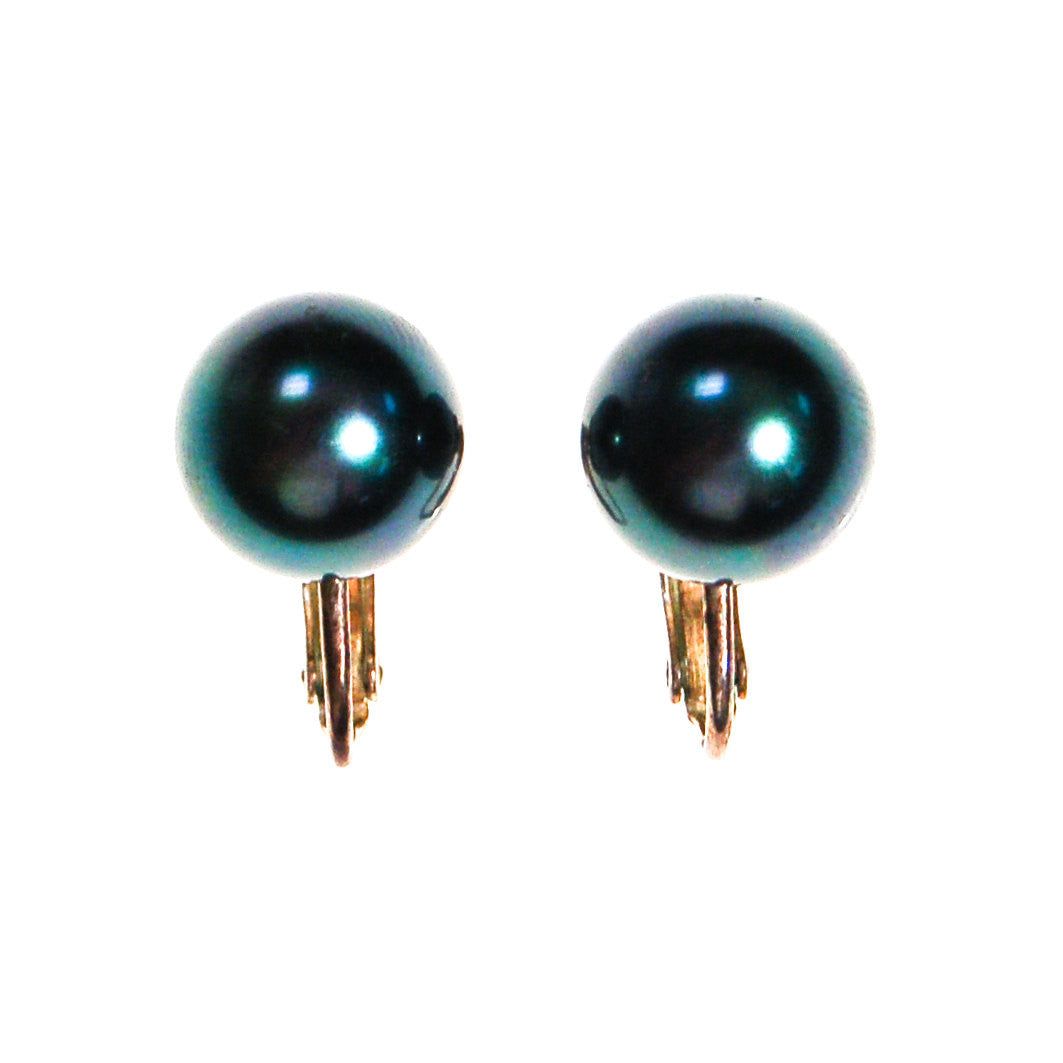 Faux Tahitian Black Pearl Earrings