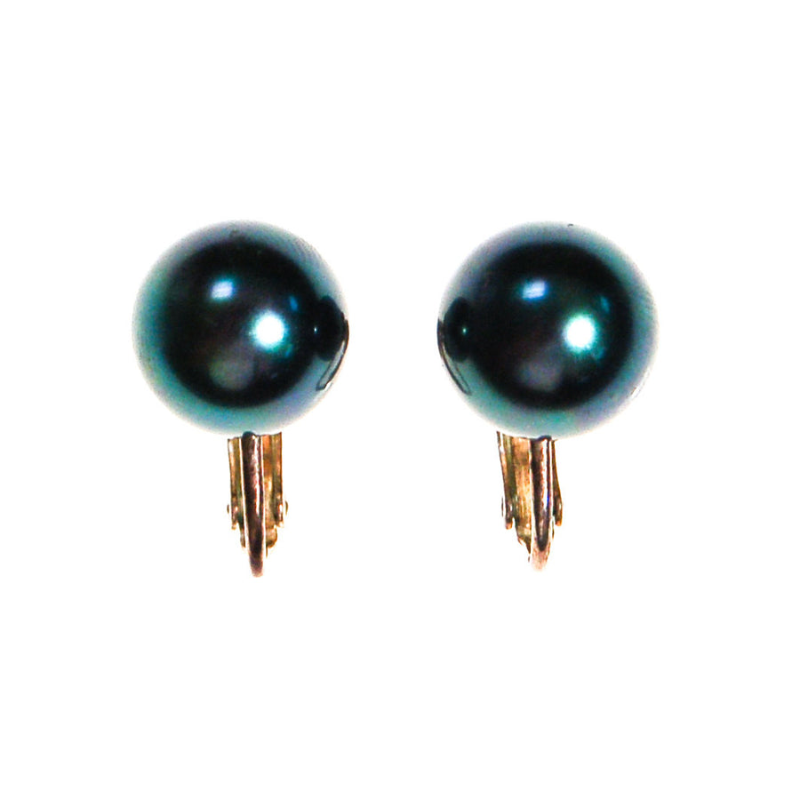 Faux Tahitian Black Pearl Earrings by Unsigned Beauty - Vintage Meet Modern Vintage Jewelry - Chicago, Illinois - #oldhollywoodglamour #vintagemeetmodern #designervintage #jewelrybox #antiquejewelry #vintagejewelry