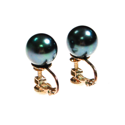 Faux Tahitian Black Pearl Earrings by Unsigned Beauty - Vintage Meet Modern Vintage Jewelry - Chicago, Illinois - #oldhollywoodglamour #vintagemeetmodern #designervintage #jewelrybox #antiquejewelry #vintagejewelry