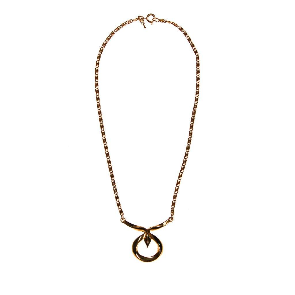Crown Trifari Lotus Necklace, Gold Tone, Delicate Chain, Designer Vintage Jewelry, Orientalism, Asian Inspired by Crown Trifari - Vintage Meet Modern Vintage Jewelry - Chicago, Illinois - #oldhollywoodglamour #vintagemeetmodern #designervintage #jewelrybox #antiquejewelry #vintagejewelry