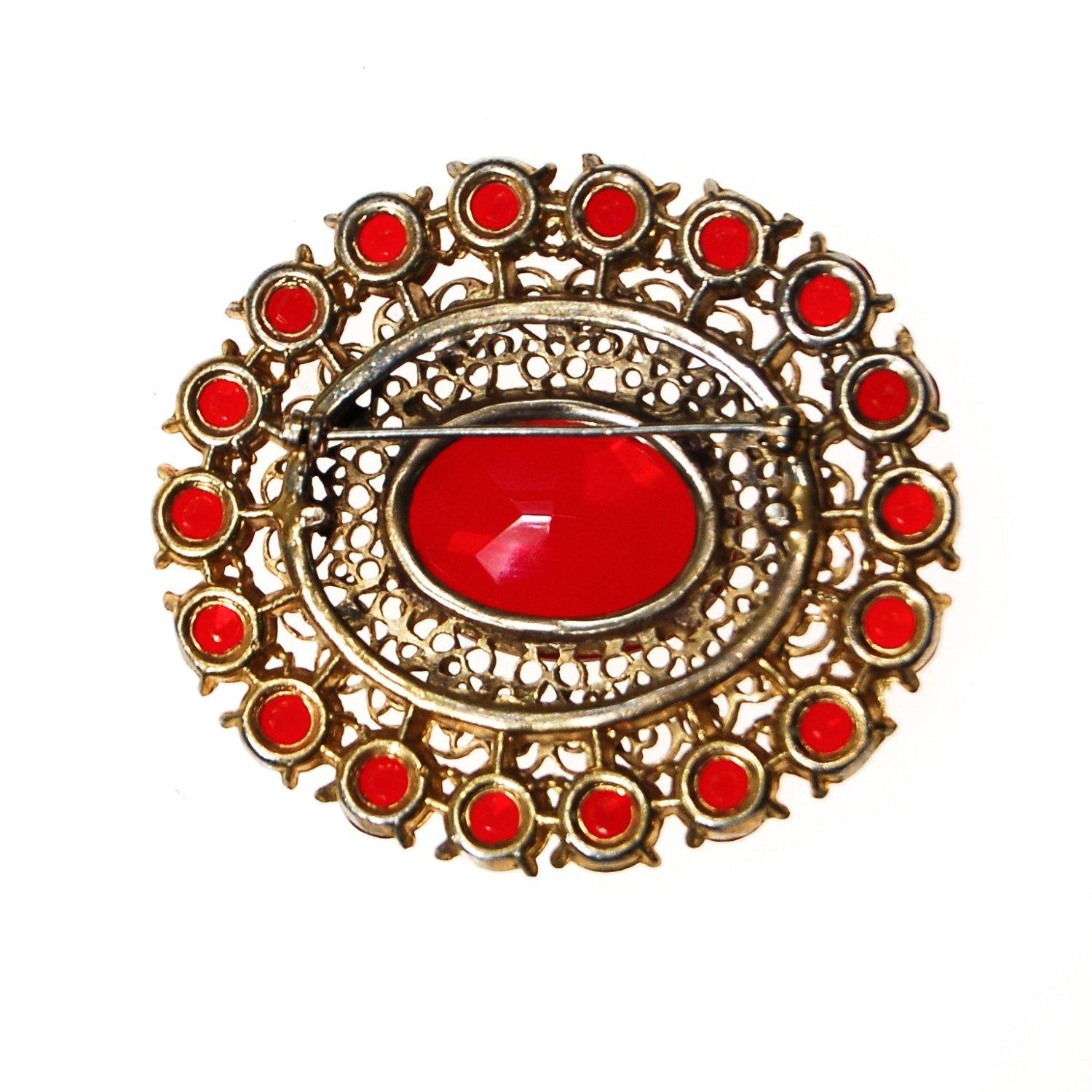 Vintage Czech Red Crystal and Rhinestone Brooch by Czech - Vintage Meet Modern Vintage Jewelry - Chicago, Illinois - #oldhollywoodglamour #vintagemeetmodern #designervintage #jewelrybox #antiquejewelry #vintagejewelry
