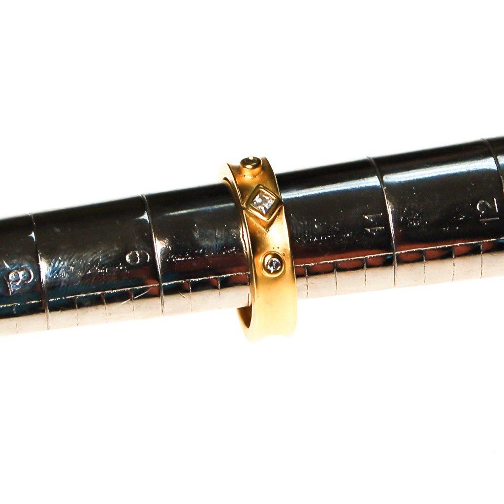 Brushed Gold Tone Band Ring, Bezel Set Cubic Zirconia, Modern, Minimalist, Ring Size 10 by 1980s - Vintage Meet Modern Vintage Jewelry - Chicago, Illinois - #oldhollywoodglamour #vintagemeetmodern #designervintage #jewelrybox #antiquejewelry #vintagejewelry