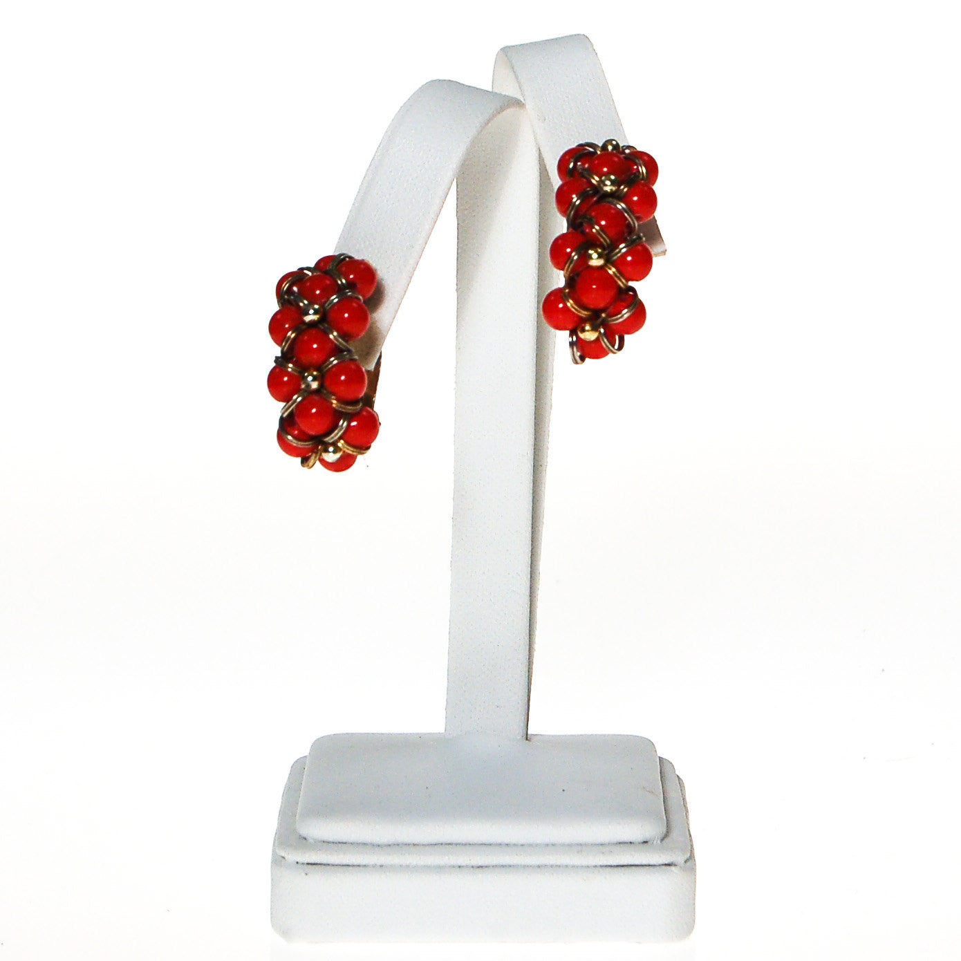 Retro Red Beaded Hoop Earrings by Unsigned Beauty - Vintage Meet Modern Vintage Jewelry - Chicago, Illinois - #oldhollywoodglamour #vintagemeetmodern #designervintage #jewelrybox #antiquejewelry #vintagejewelry