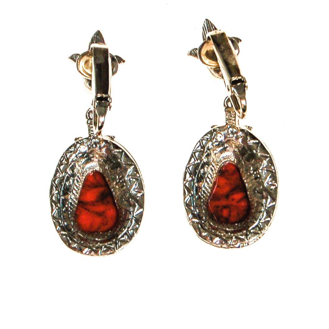 Art Mode Dangling Red Coral Earrings by ART MODE - Vintage Meet Modern Vintage Jewelry - Chicago, Illinois - #oldhollywoodglamour #vintagemeetmodern #designervintage #jewelrybox #antiquejewelry #vintagejewelry