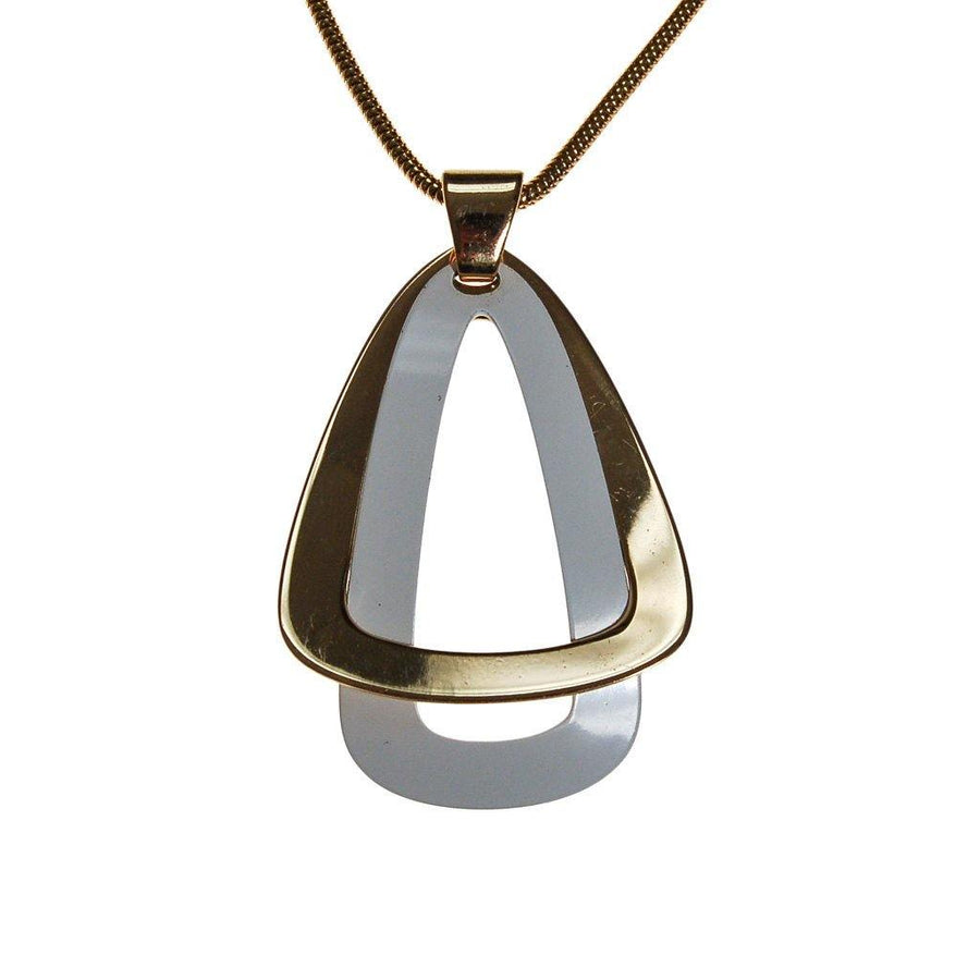 Napier White and Gold Modernist Pendant Necklace by Napier - Vintage Meet Modern Vintage Jewelry - Chicago, Illinois - #oldhollywoodglamour #vintagemeetmodern #designervintage #jewelrybox #antiquejewelry #vintagejewelry