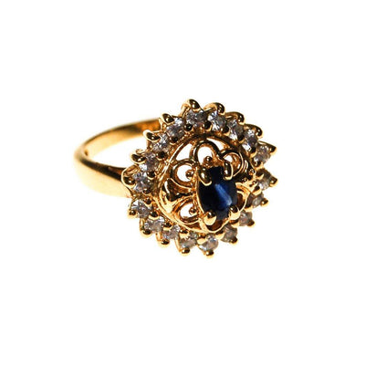 Sapphire and Cubic Zirconia Statement Ring by Gold over Sterling with Sapphire - Vintage Meet Modern Vintage Jewelry - Chicago, Illinois - #oldhollywoodglamour #vintagemeetmodern #designervintage #jewelrybox #antiquejewelry #vintagejewelry