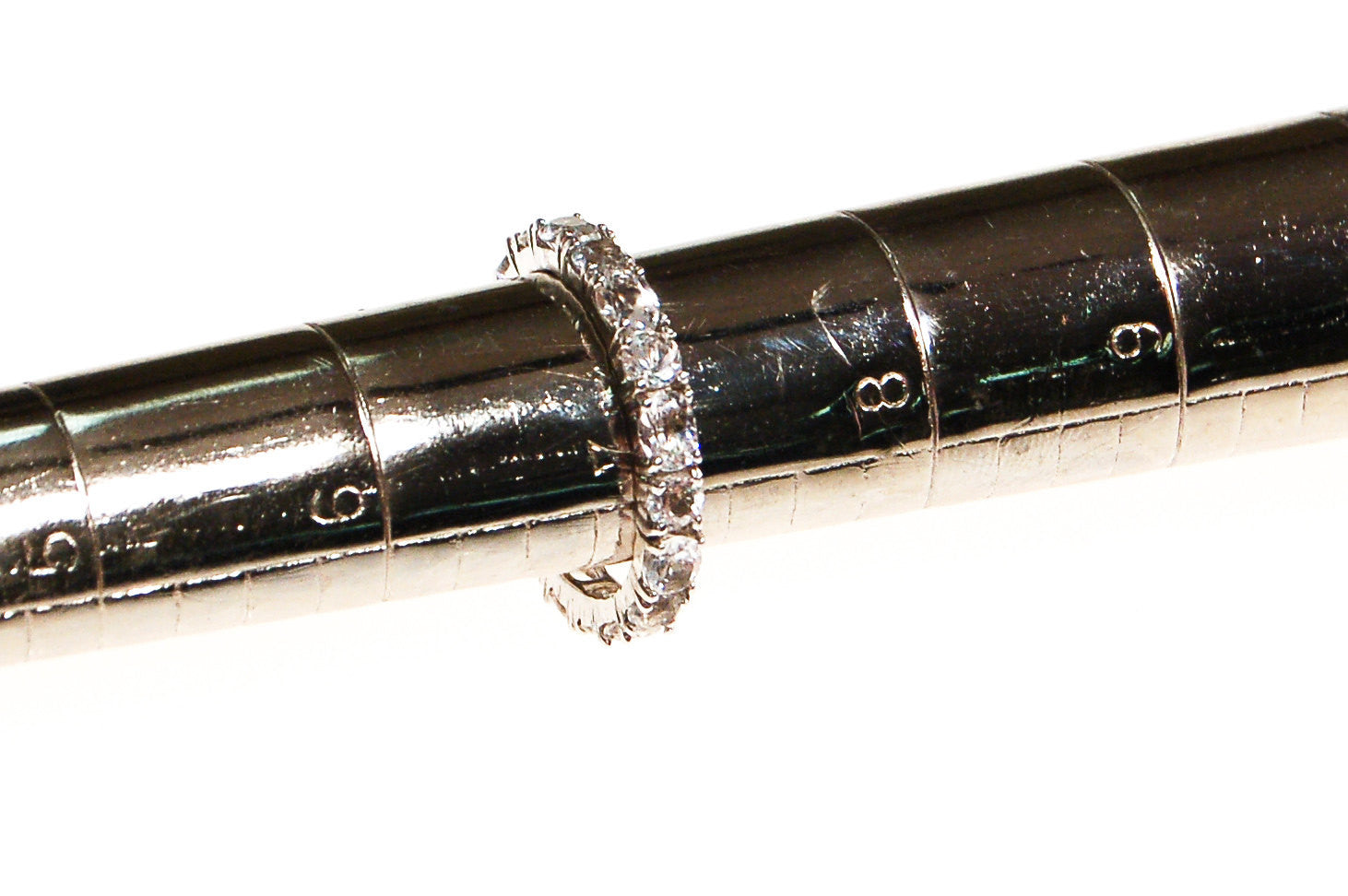 CZ Eternity Band, Sterling Silver, Ring Size 7 by Sterling Silver - Vintage Meet Modern Vintage Jewelry - Chicago, Illinois - #oldhollywoodglamour #vintagemeetmodern #designervintage #jewelrybox #antiquejewelry #vintagejewelry