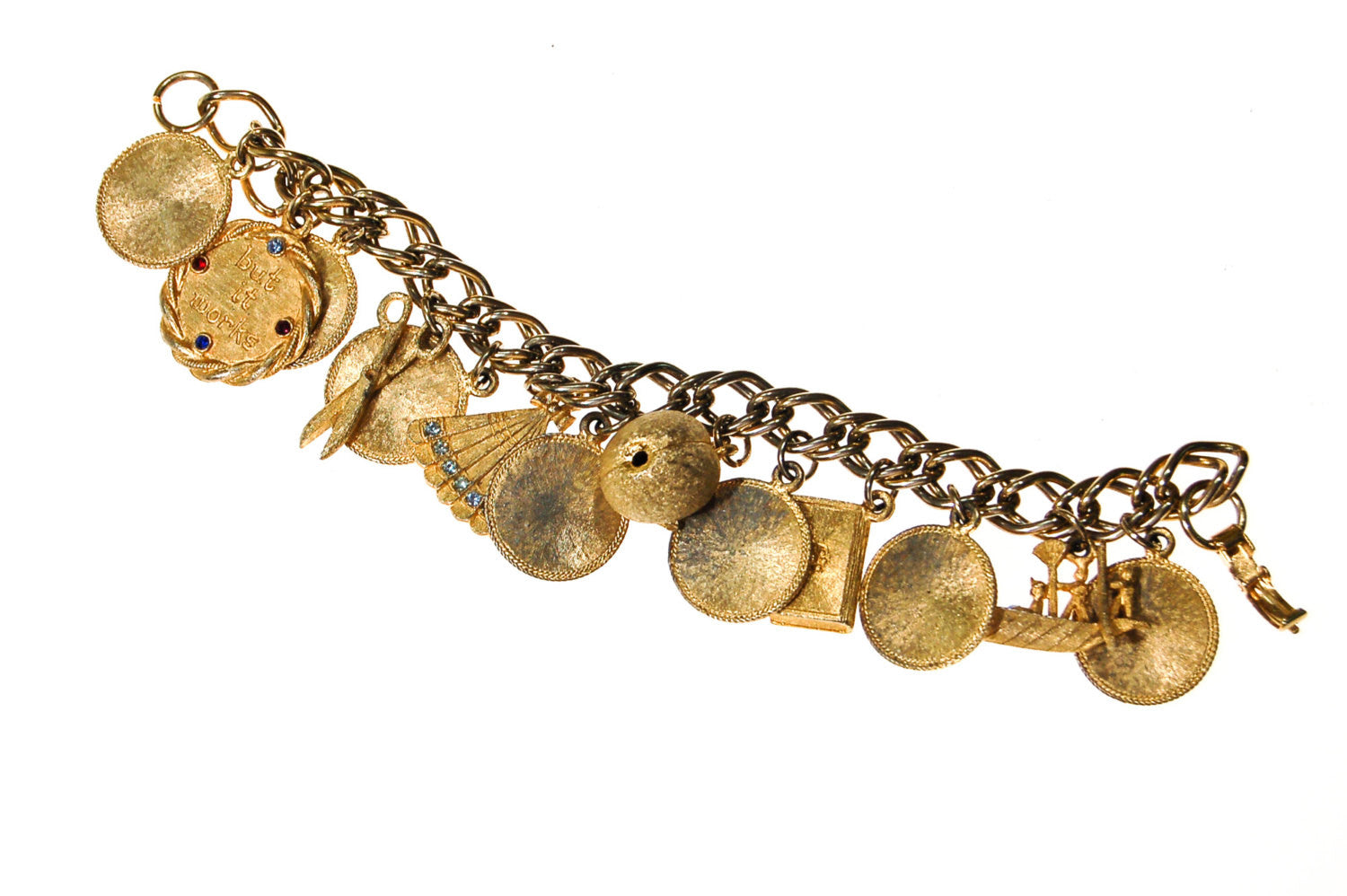 Mid Century Modern Loaded Retro Charm Bracelet by Unsigned Beauty - Vintage Meet Modern Vintage Jewelry - Chicago, Illinois - #oldhollywoodglamour #vintagemeetmodern #designervintage #jewelrybox #antiquejewelry #vintagejewelry